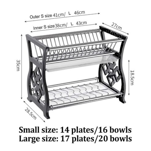 2 Tier Plastic Dish Rack Set
