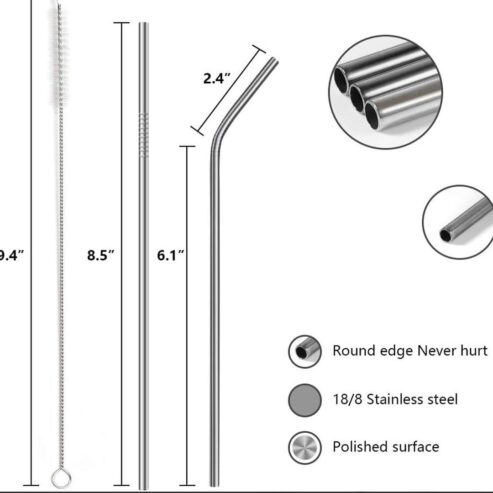 Reusable Stainless Steel Straw Set
