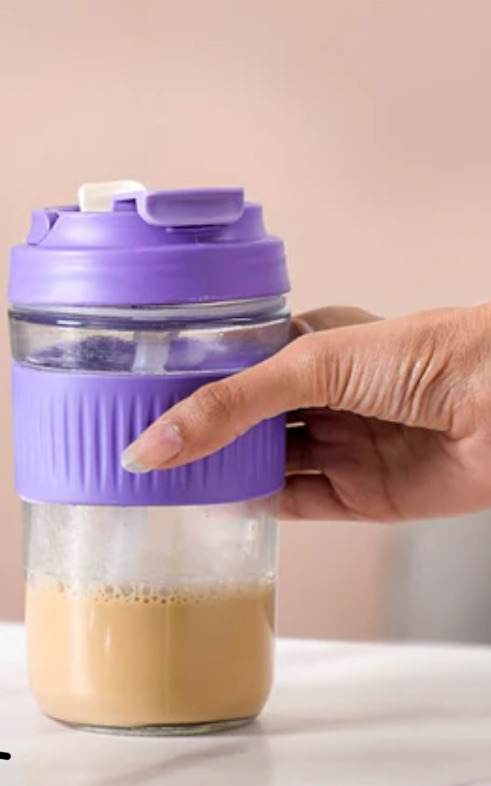 Purple glass drinking bottle 500ml
