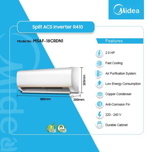 Midea 2.0hp Inverter R410 Split Air Conditioner Msaf 18crdn1