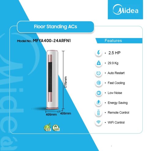 Midea 2.5hp Floor Standing Air Conditioner Inverter Mfya40024arfn1