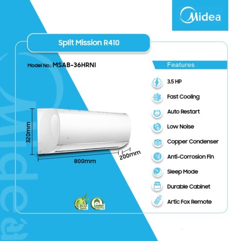 Midea 3.5hp R410 Split Air Conditioner Msab-36hrn1