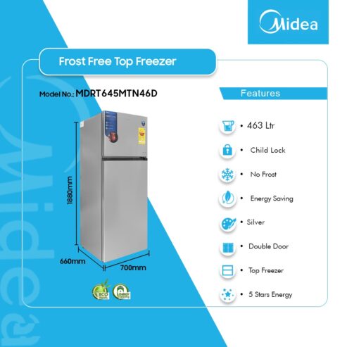 Midea 463Ltr Defrost Top Freezer Refrigerator Mdrt645mtn46d