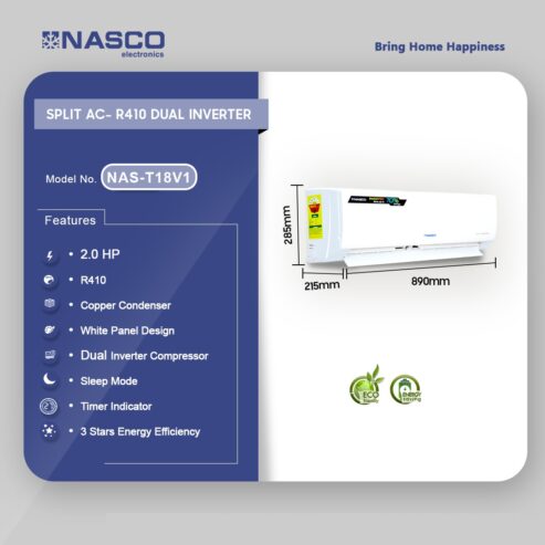 Nasco 2.0hp R410 Split Dual Inverter Air Conditioner Nas T18v1