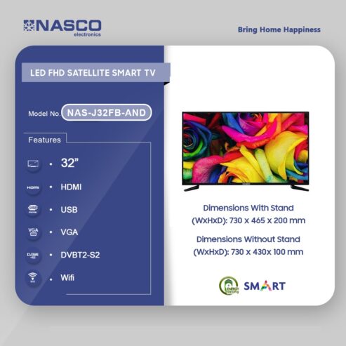 Nasco 32 Inches Led Satellite Smart Tv Nas J32fb And