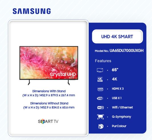 Samsung Uhd Smart 65 Inches Television Ua65du7000uxgh