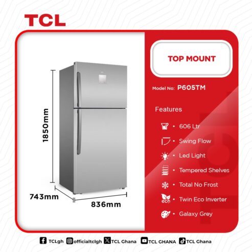 Tcl Top Mount 606 Ltrs P605tm