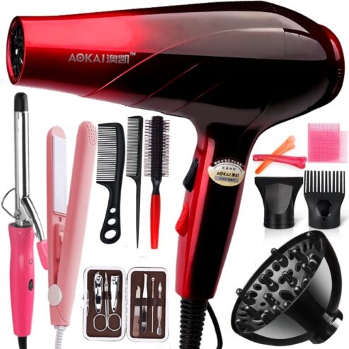 12pcs Powerful Hair Dryer set (RED)