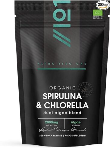 Organic Spirulina & Chlorella 2000mg 300 Tablets Supplement