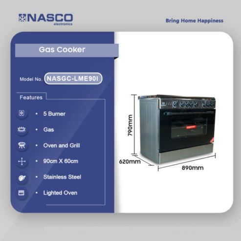 Nasco 5 Burner Gas Cooker With Grill Nasgc Lme90i
