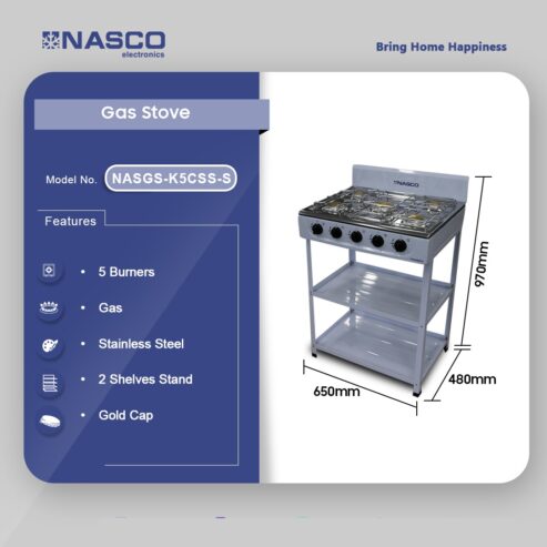 Nasco 5 Burner Gas Stove Nasgs K5css S in Ghana