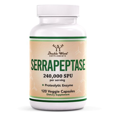 Double Wood Serrapeptase 240,000 SPU Max Potency 120 Veggie Capsules