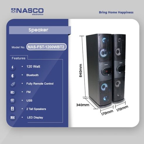 Nasco 120watt Bluetooth Sound Tower Nas Fst 1200wbt2 in Ghana