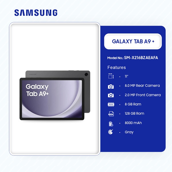 Samsung Galaxy Tab A9+ Gray 128GB 8GB Sm X216bzaeafa