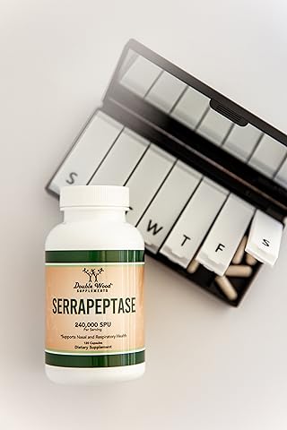 Double Wood Serrapeptase 240,000 SPU Max Potency 120 Veggie Capsules