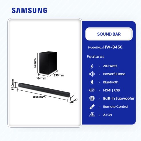 Samsung 3.1 Inche 200 Watt Soundbar Hw-B450