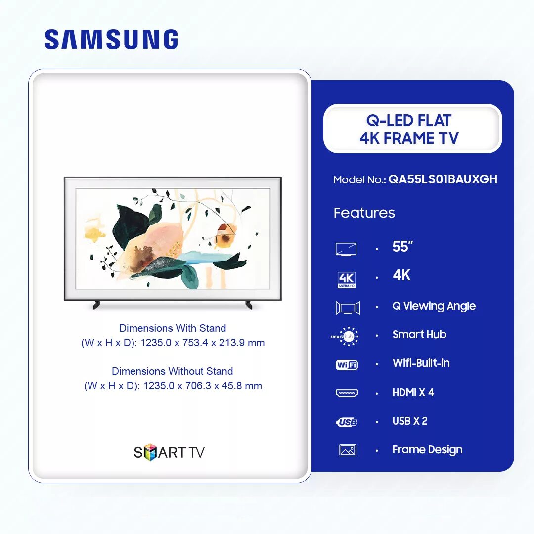 Samsung 55″ The Frame Smart Uhd Tv Qa55ls01bauxgh